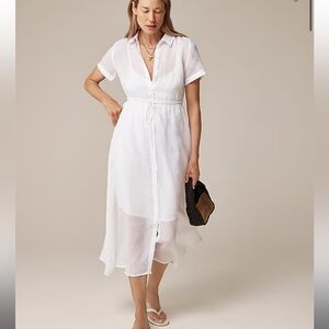 J. Crew Tall Cerise Shirtdress in Ramie